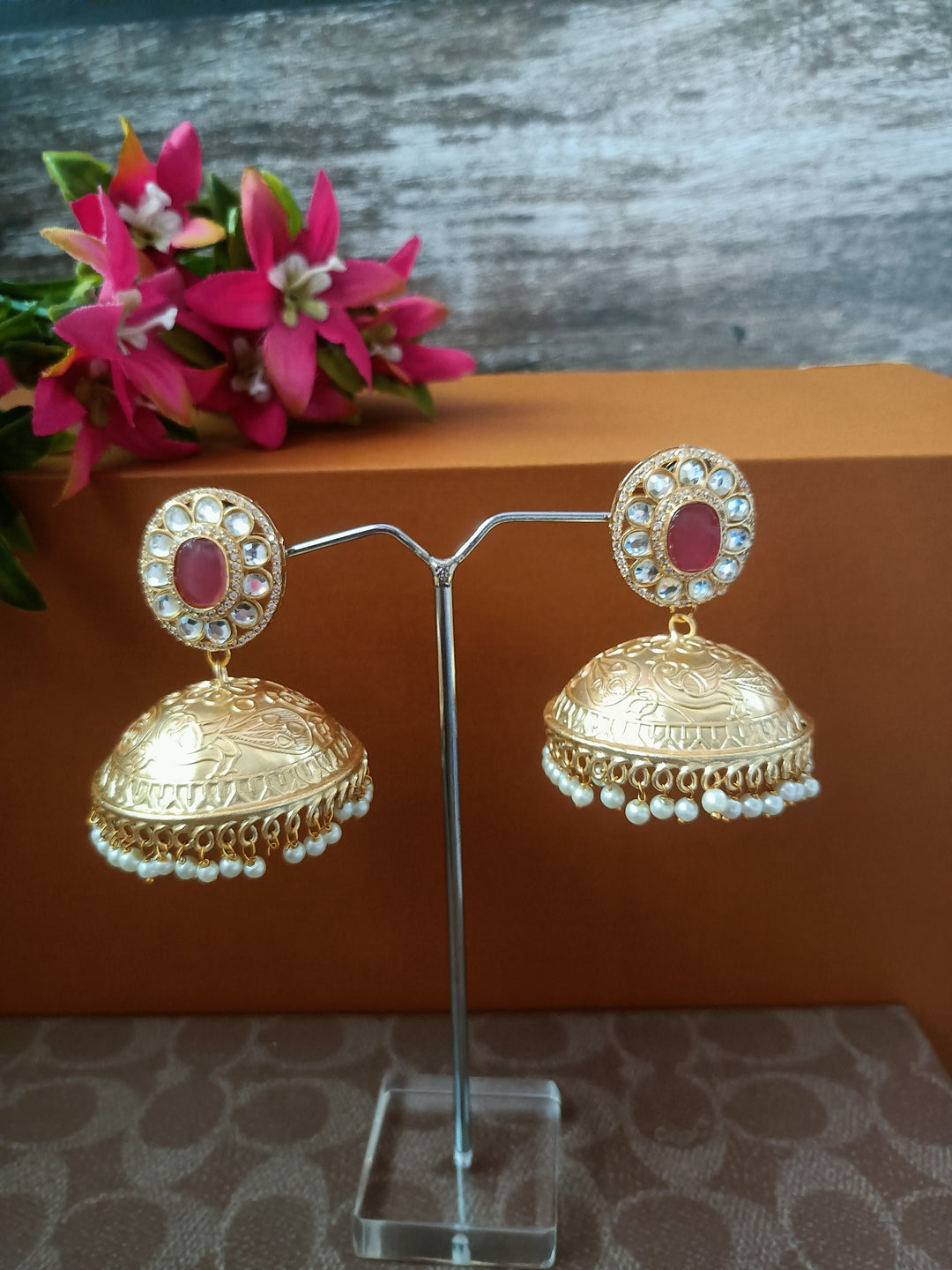 (0515754ER019A20) Antique Pink Stone Big Jumkha
