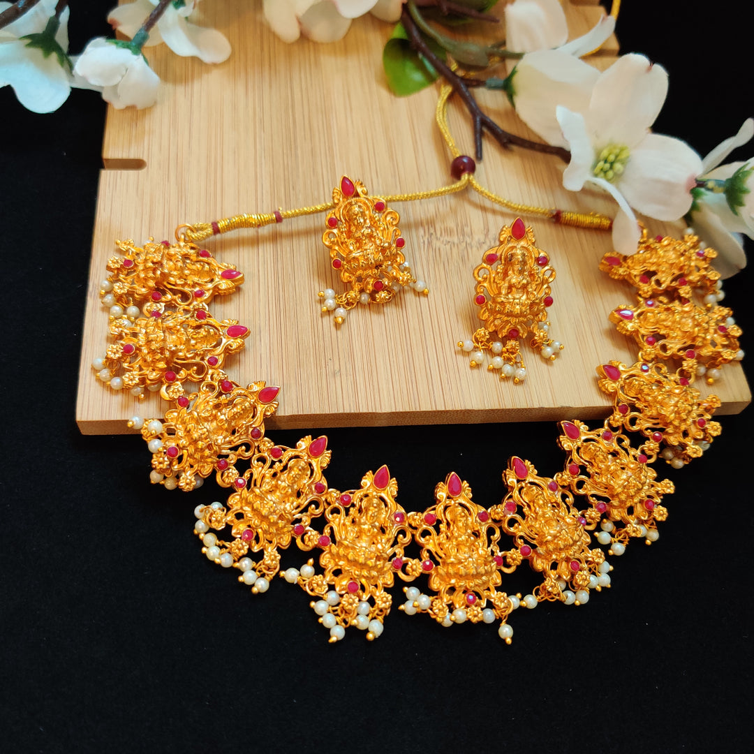 (0518NS30A100) Handmade Lord Laxmiji Gold Necklace