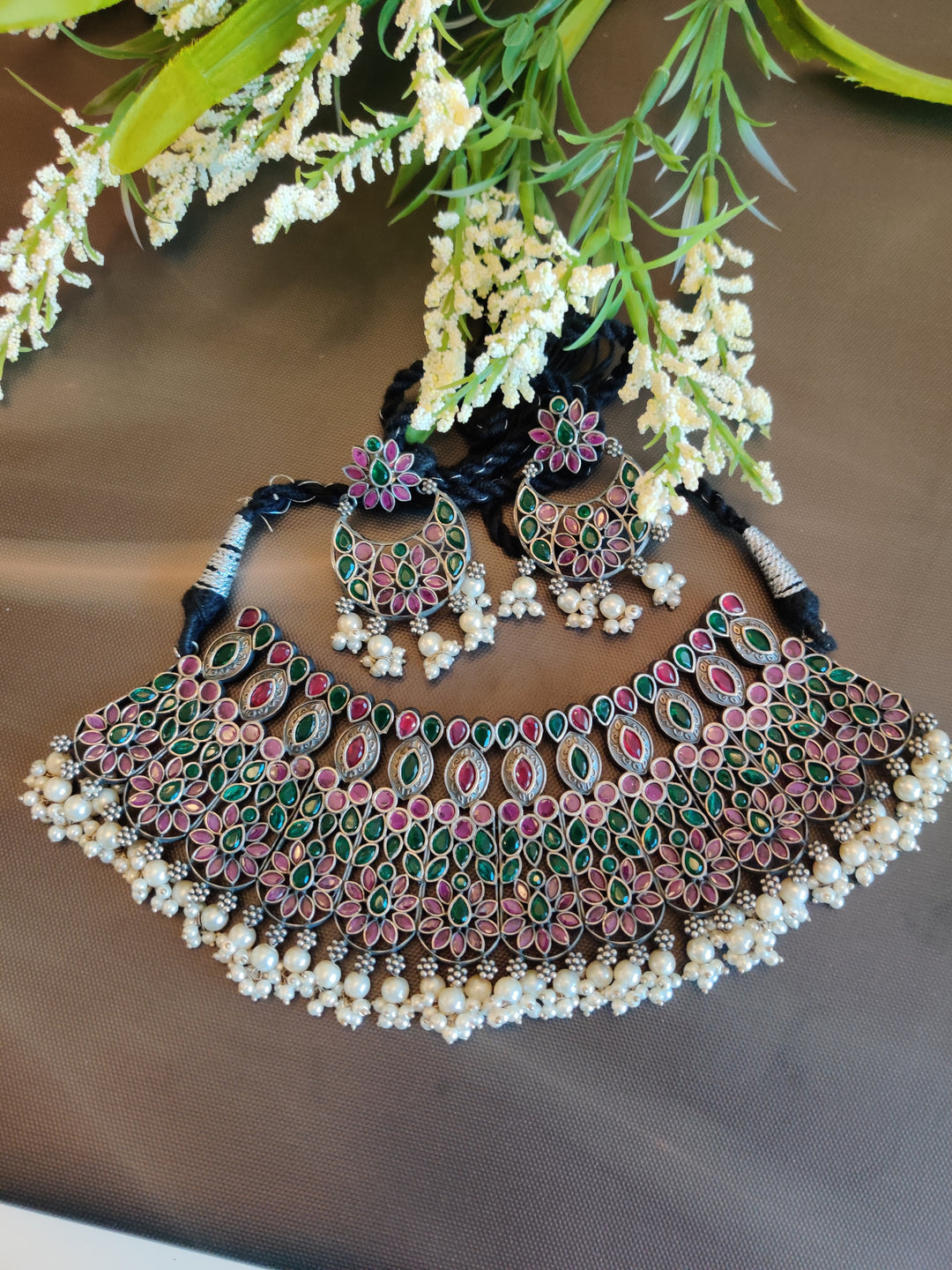 (0718NS031A200) SLA Multi Monalisa Designer Semi-Bridal Necklace
