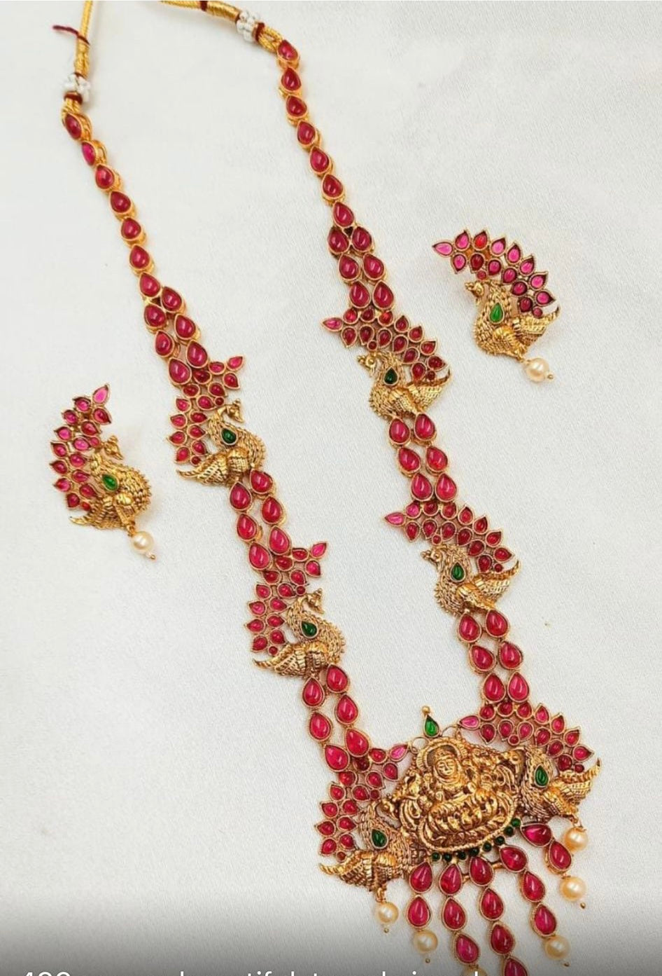 (7-18-NS47) Handmade Kemp Stone Lord Laxmiji Long Mala