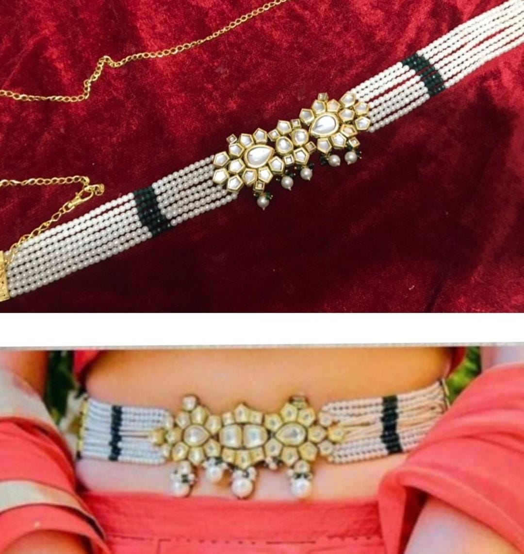 (SB1) Kundan and Pearls Waist Belt
