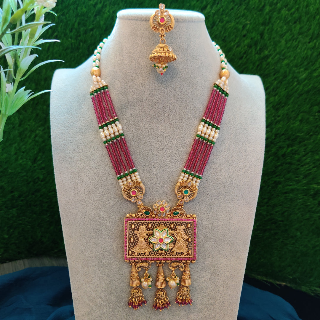 (7-14-NS15) Antique Gold Plated Barati Design Necklace