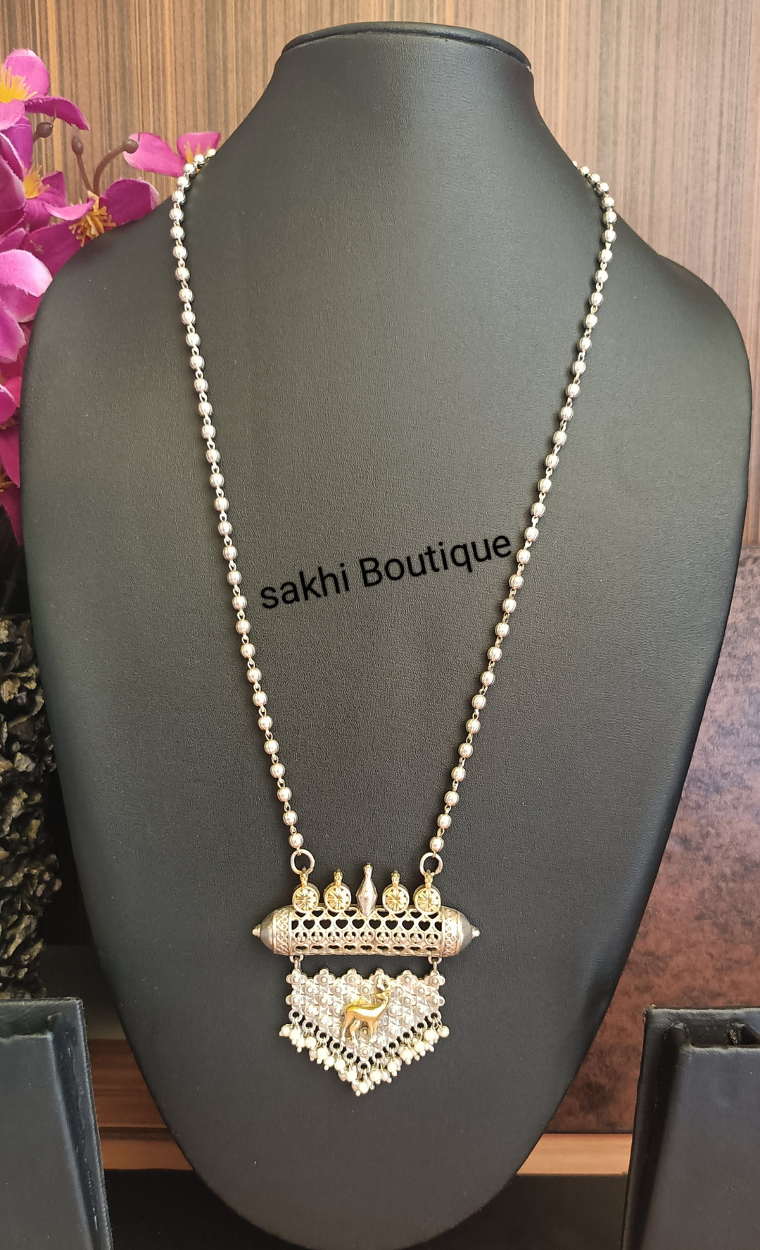 (8-18-NS26) SLA Two Tone Big Long mala - No Earring