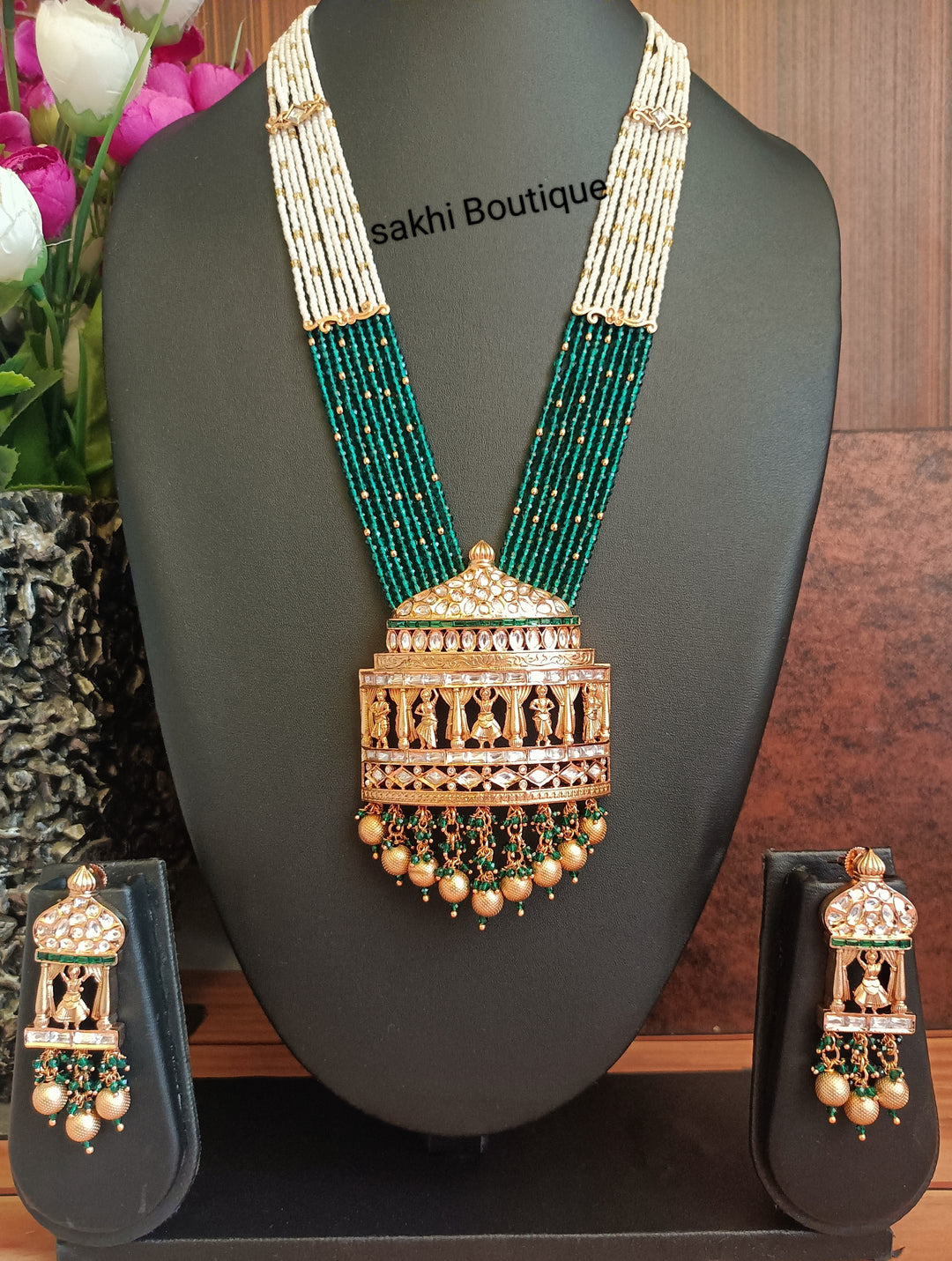 (1-18-NS21) Tyaani Kundan Ethanic Cheed Beads Long Mala