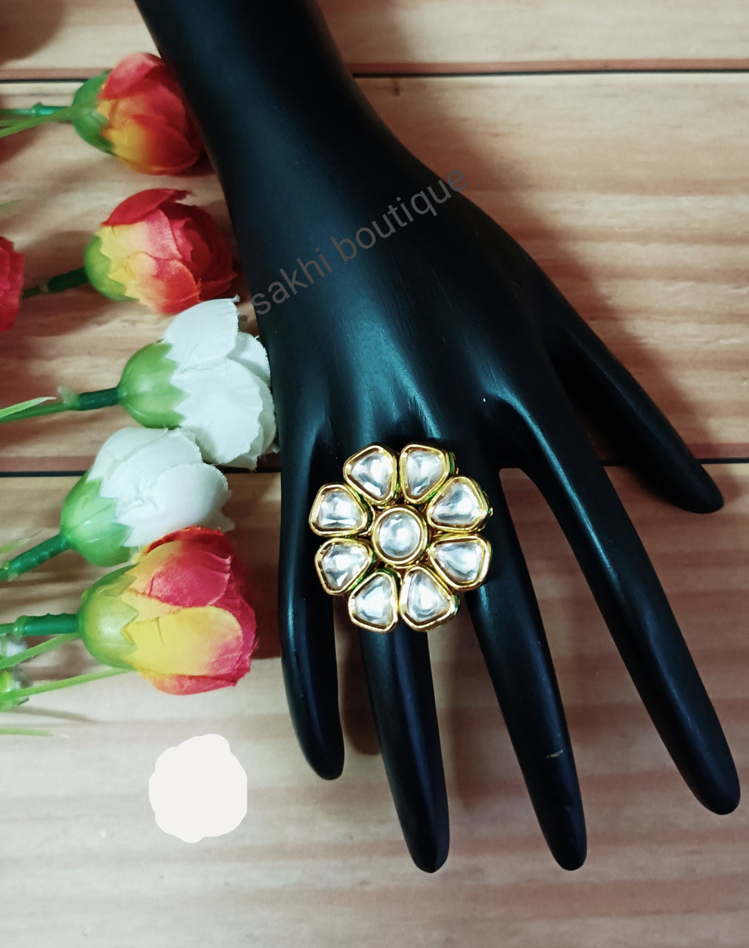(1-3-FR3) AC Kundan Corn Finger Ring