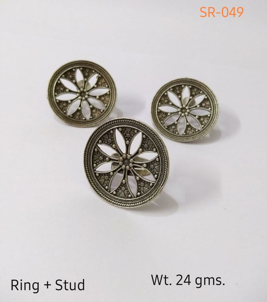 (10-13-CS2) SLA Mirror Combo Set Finger With Stud Earring