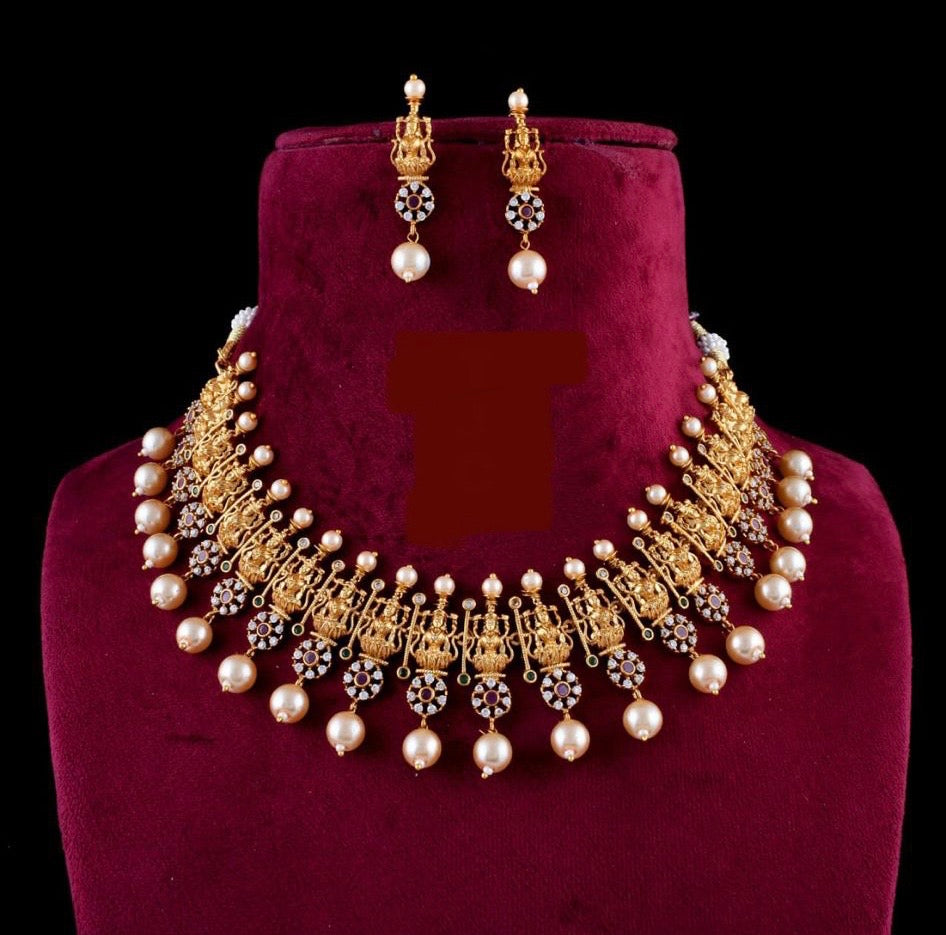 (7-18-NS50) Premium Quality Lord Laxmiji with AD Choker