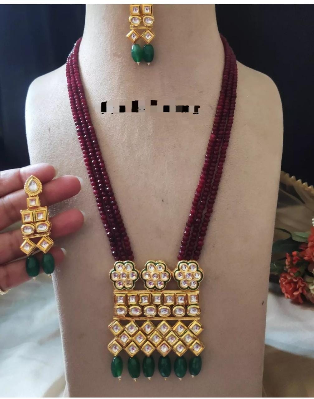 (1-3-NS51)AC Kundan Crystal Mala Necklace