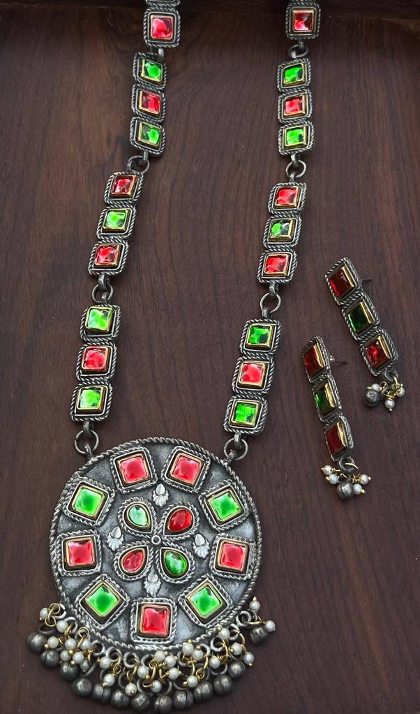 (9-30-NS42) Multi Meena Fusion Mala Necklace