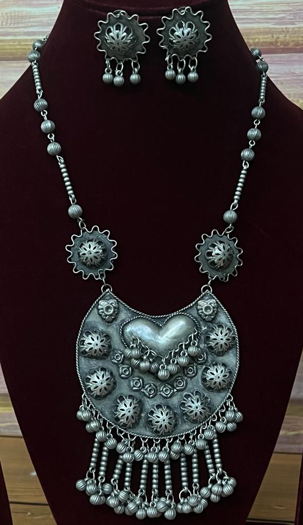 (9-30-NS39) Oxodized Mala Necklace