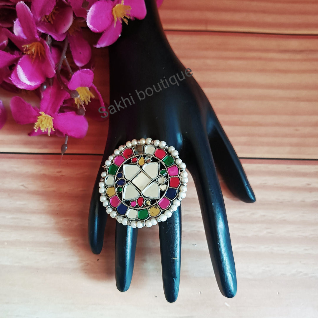 (8-30-FR3) SLA Beautiful Multi Mirror Finger Ring