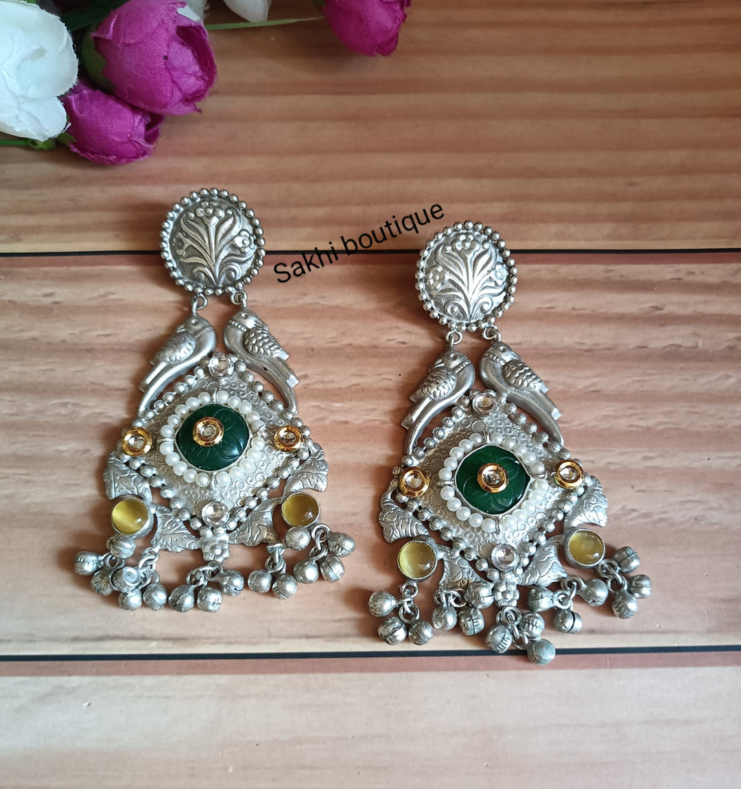 (2-31-ER2) 92.5 Silver coating Statement Earring