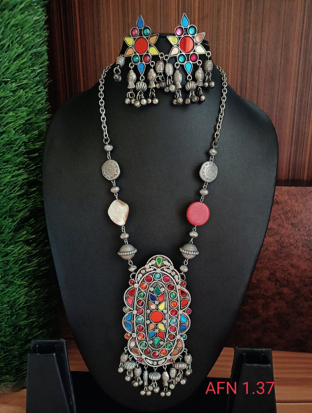 (9-30-NS9) Afghani Multi Long Necklace