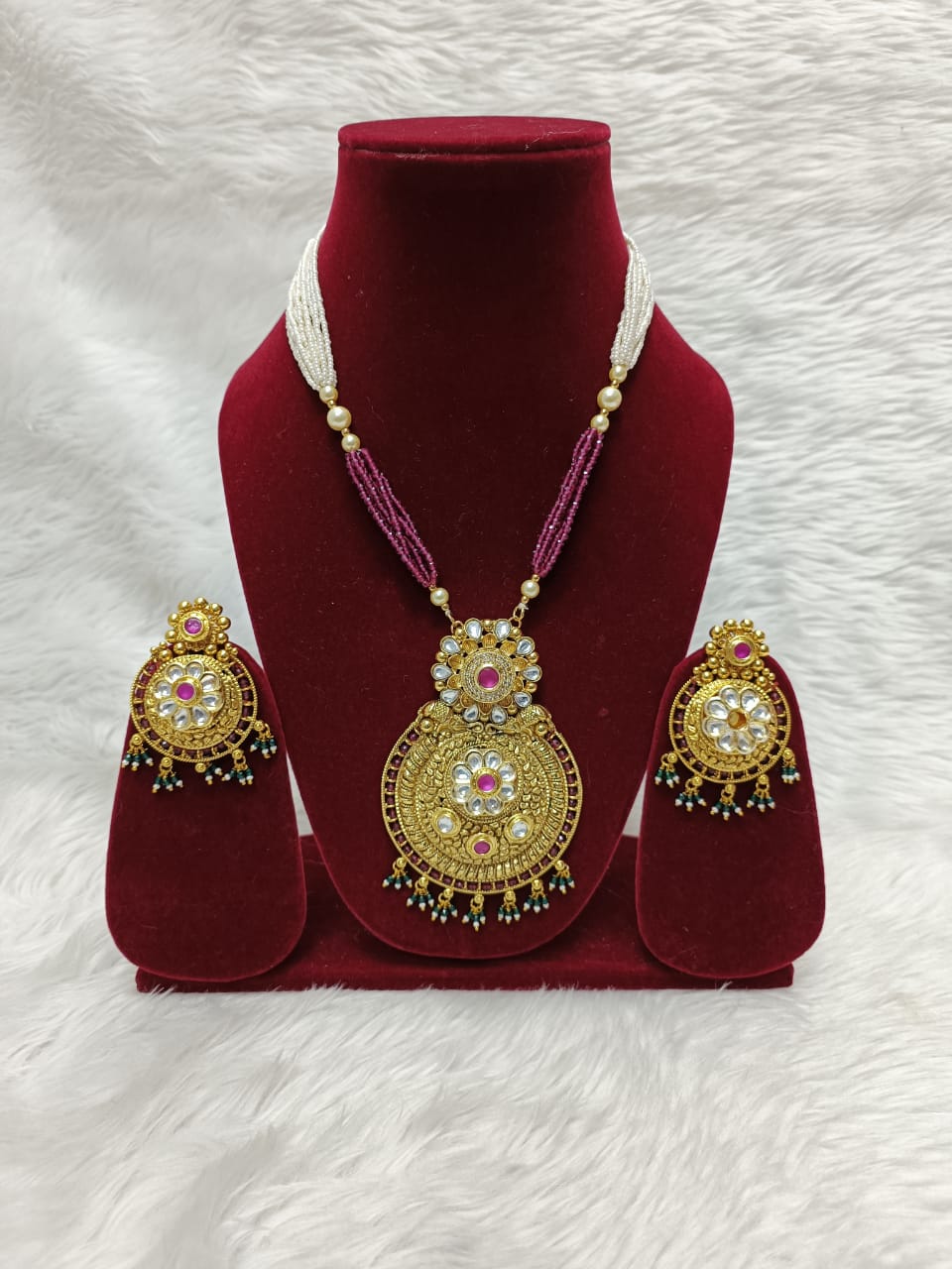 (7-18-NS5) Tyaani Kundan AD- Antique Gold Long Mala Necklace