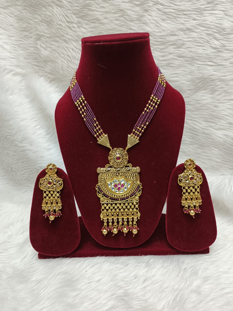 (7-18-NS4) Tyaani Kundan AD- Antique Gold Long Mala Necklace