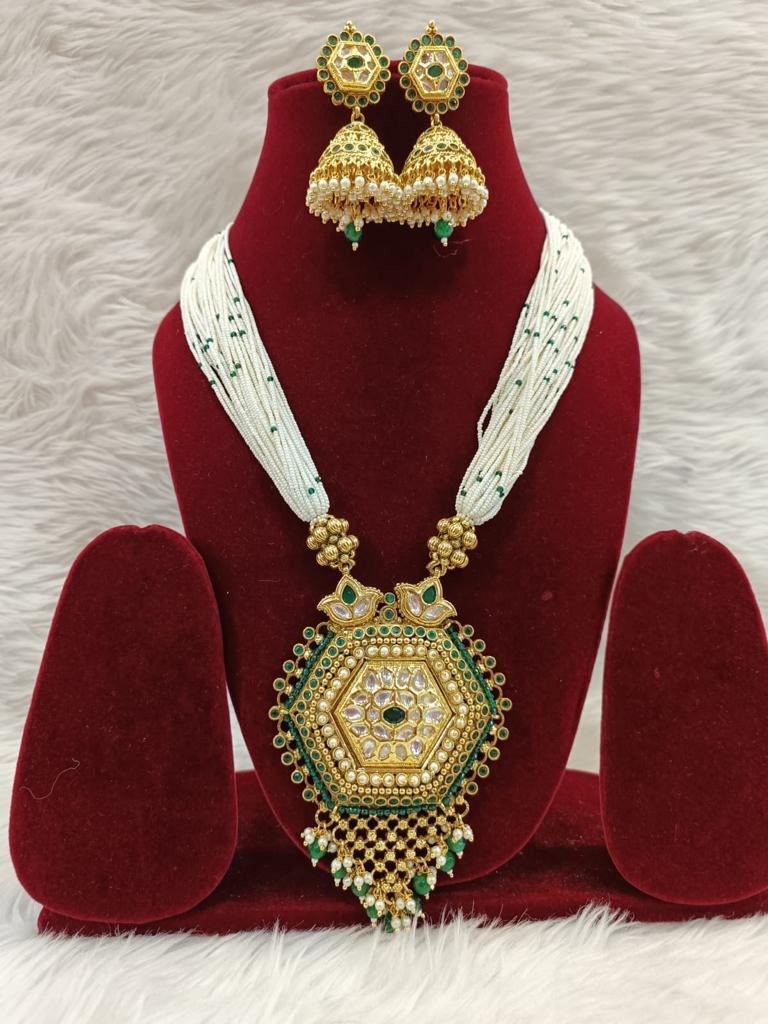 (7-18-NS11) Antique Rajwadi Tyaani Kundan Premium Mala Necklace