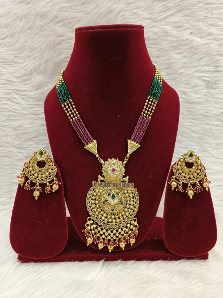 (7-18-NS29) Antique Multi Rajwadi Tayani Kundan Big Necklace