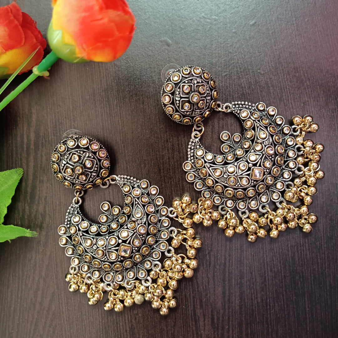 (9-18-ER9) Black Metal Fusion Earring