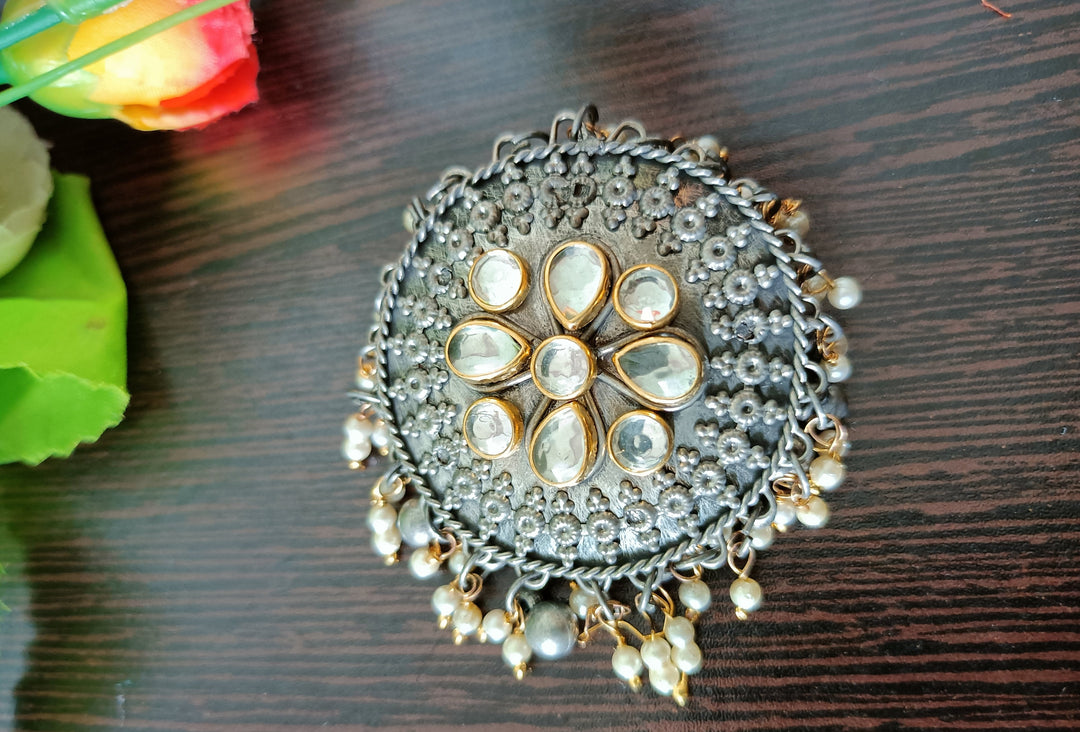 (9-18-FR3) Black Metal Fusion Finger Ring