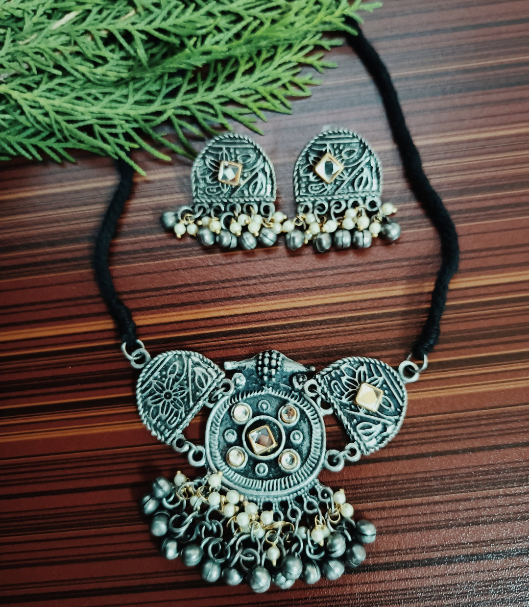 (9-30-NS13) Black Metal Fusion Necklace