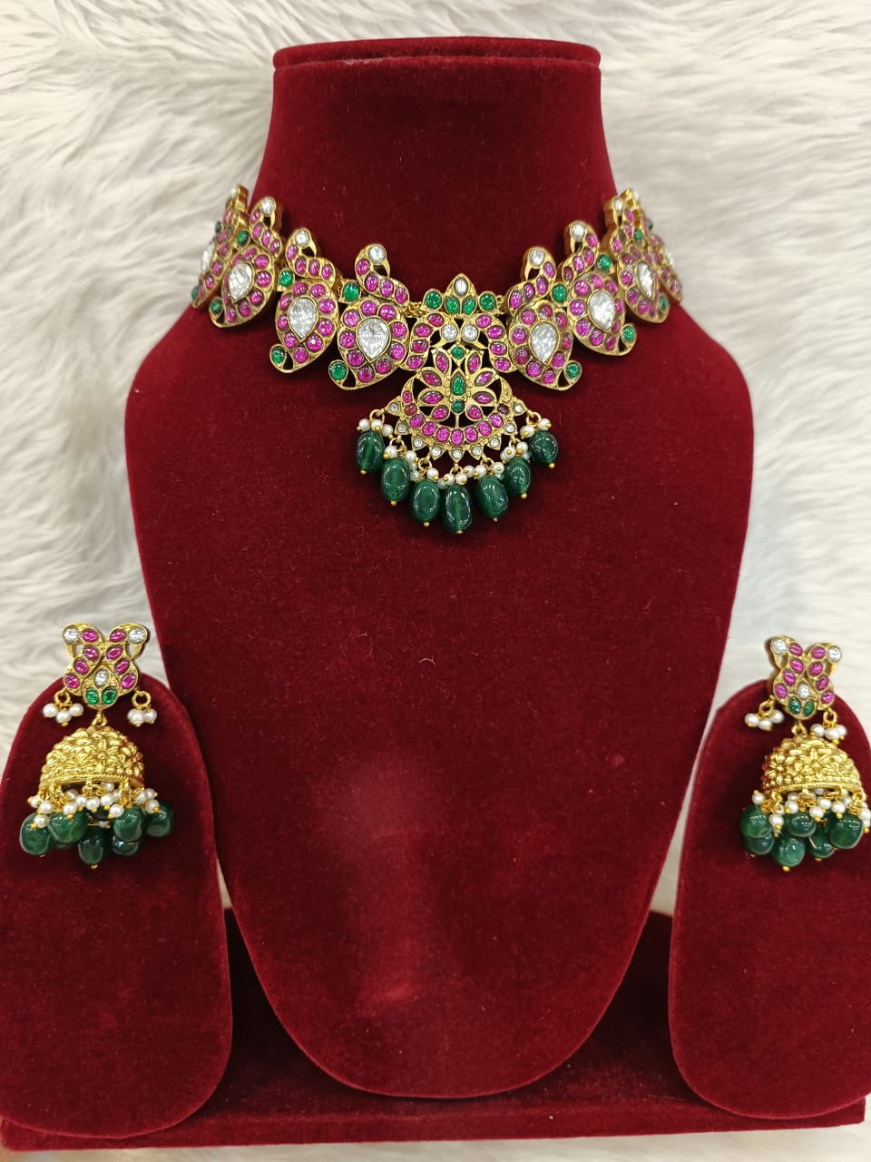 (3-18-NS20) Exclusive Handmade Multi Jadau Necklace