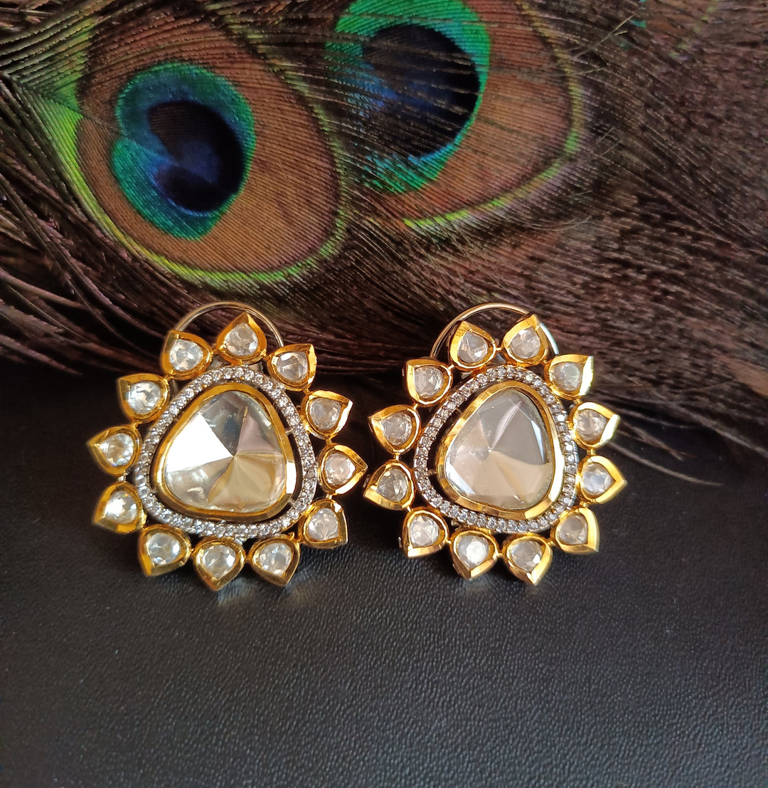 (1-13-ER2) Uncut Kundan Premium Quality Dubble Lock Studs