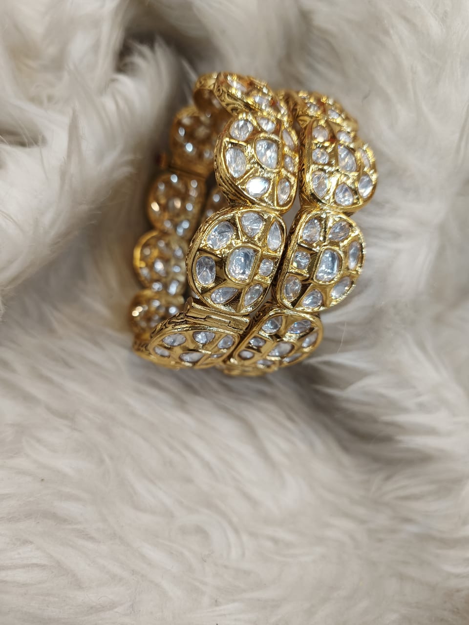 (1-18-KD4) Moissanite Kundan Designer Kada in Pair