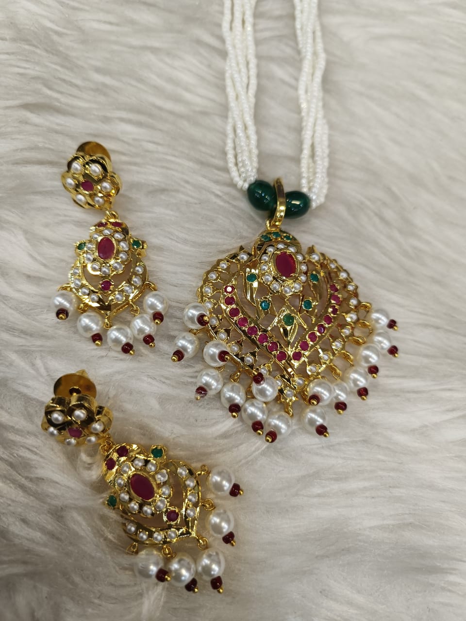 (3-18-NS23) Multi Jadau Stone Necklace