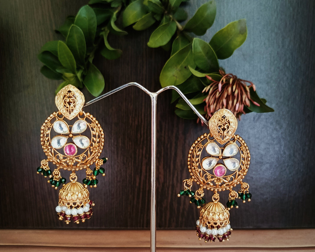 (7-14-ER2) Pachi Kundan Jumka Earring
