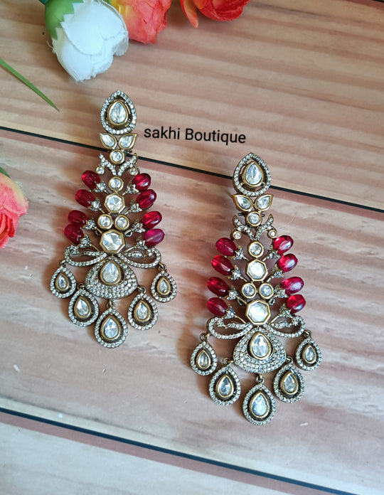 (0118ER001A200) Moissanite Kundan Statement Earring