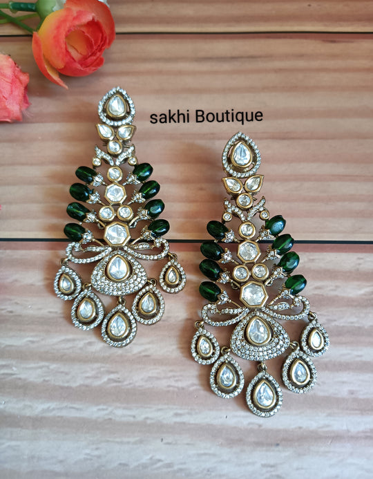 (0118ER001A200) Moissanite Kundan Statement Earring