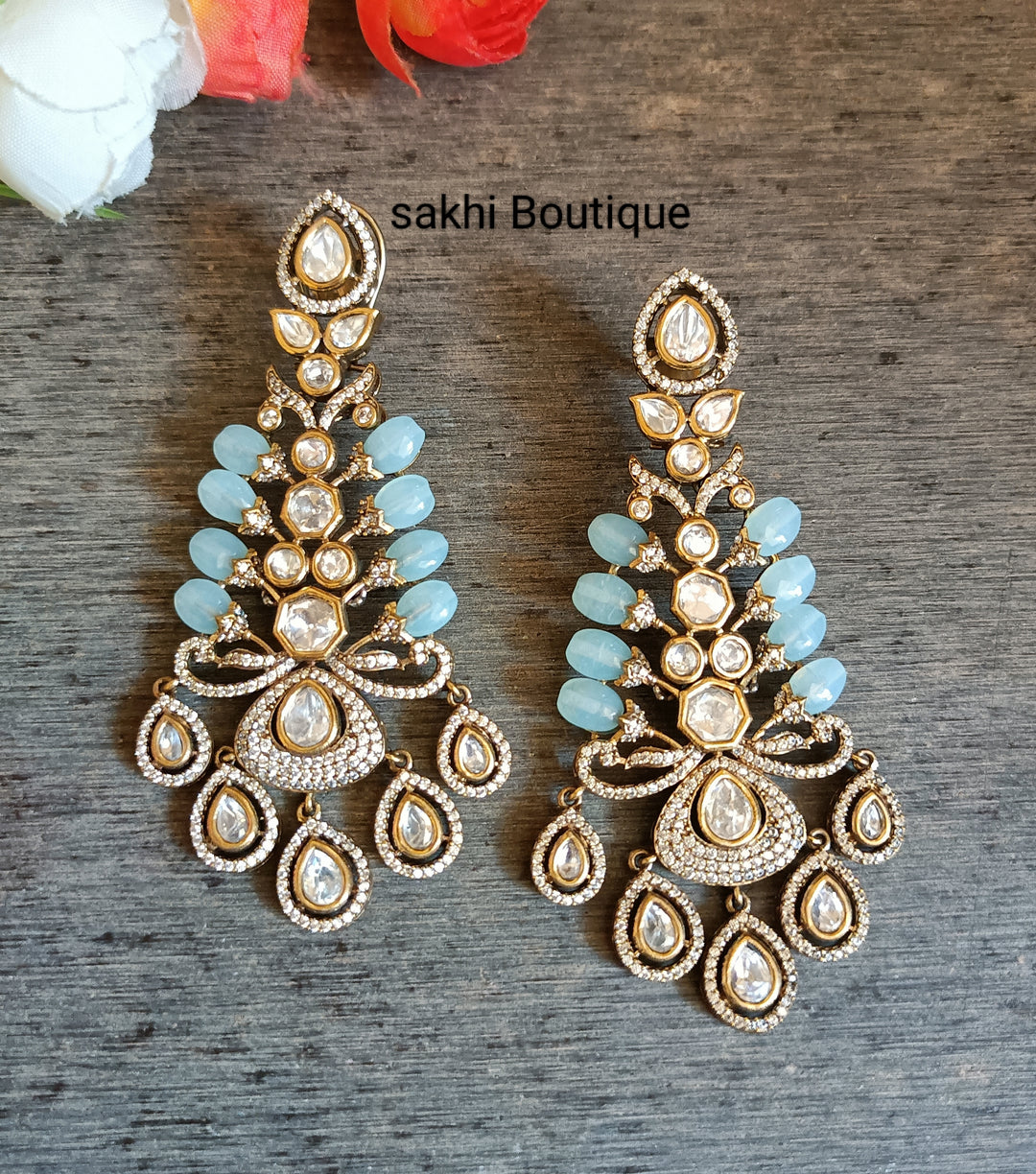 (0118ER001A200) Moissanite Kundan Statement Earring