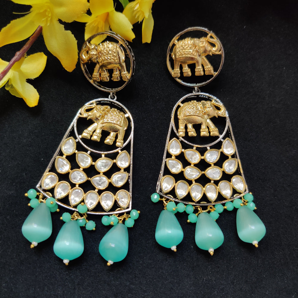 (0118ER005A200) Tyaani Kundan with Monalisa Elephant Statement Earring