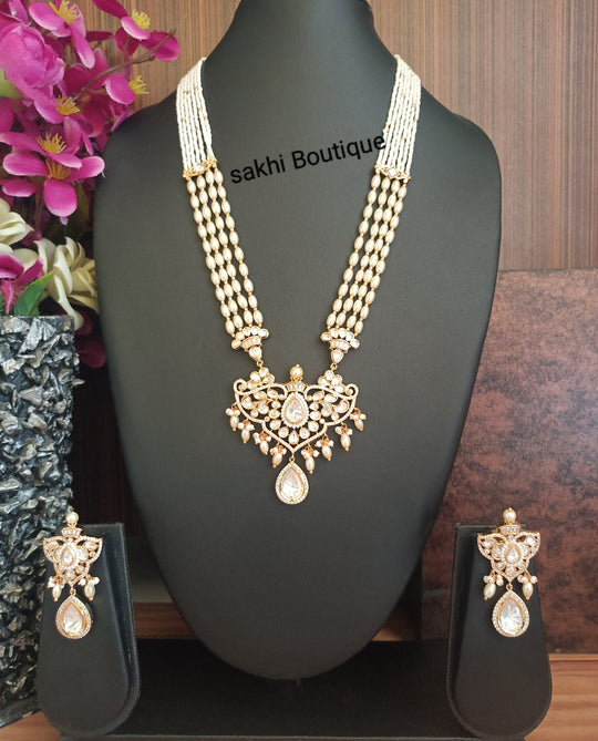 (0118NS004A100) Moissanite Kundan Long Necklace