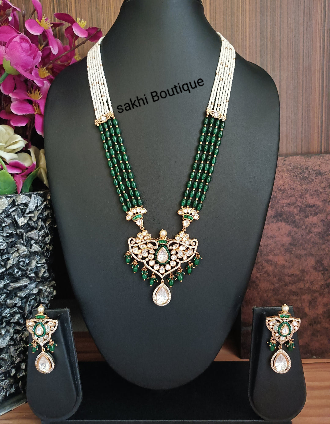 (0118NS004A100) Moissanite Kundan Long Necklace