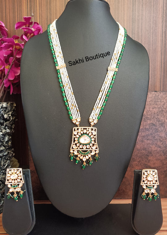 (0118NS006A100) Moissanite Kundan Long Necklace