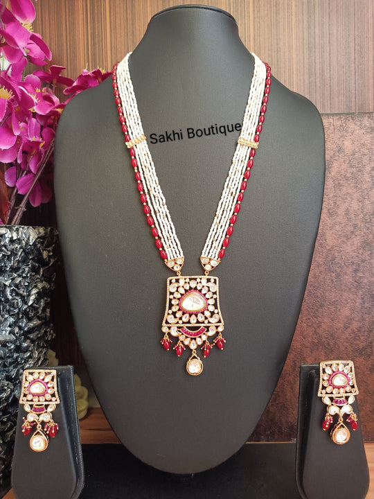 (0118NS006A100) Moissanite Kundan Long Necklace