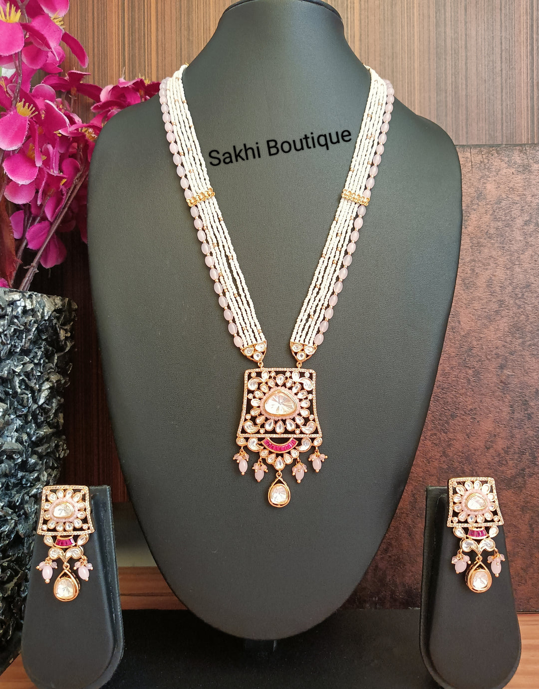 (0118NS006A100) Moissanite Kundan Long Necklace