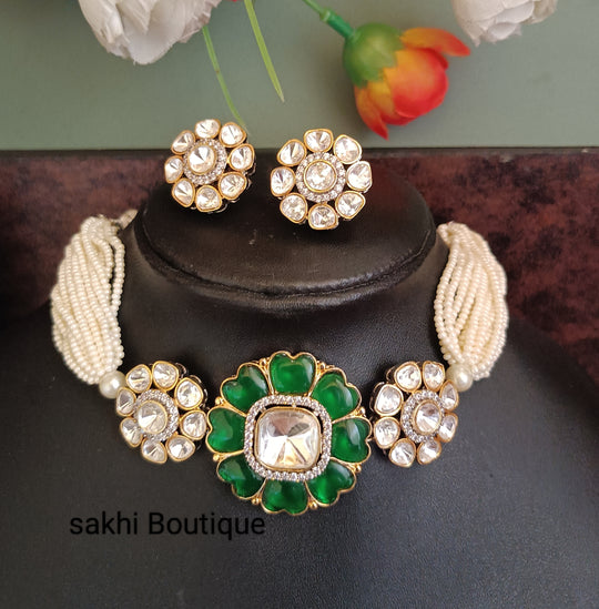 (0118NS008A100) Moissanite Kundan AD Premium Choker