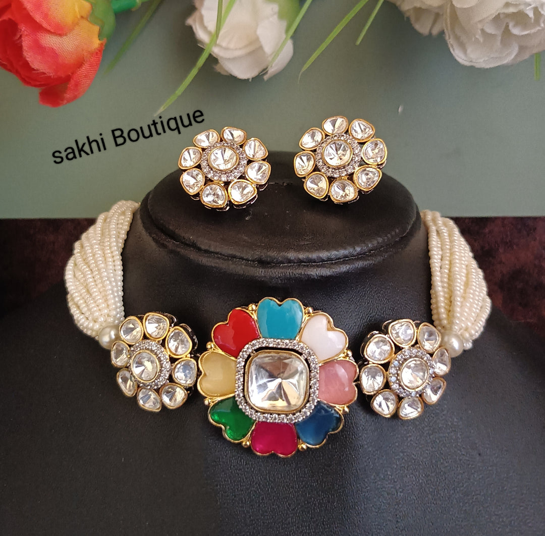 (0118NS008A100) Moissanite Kundan AD Premium Choker