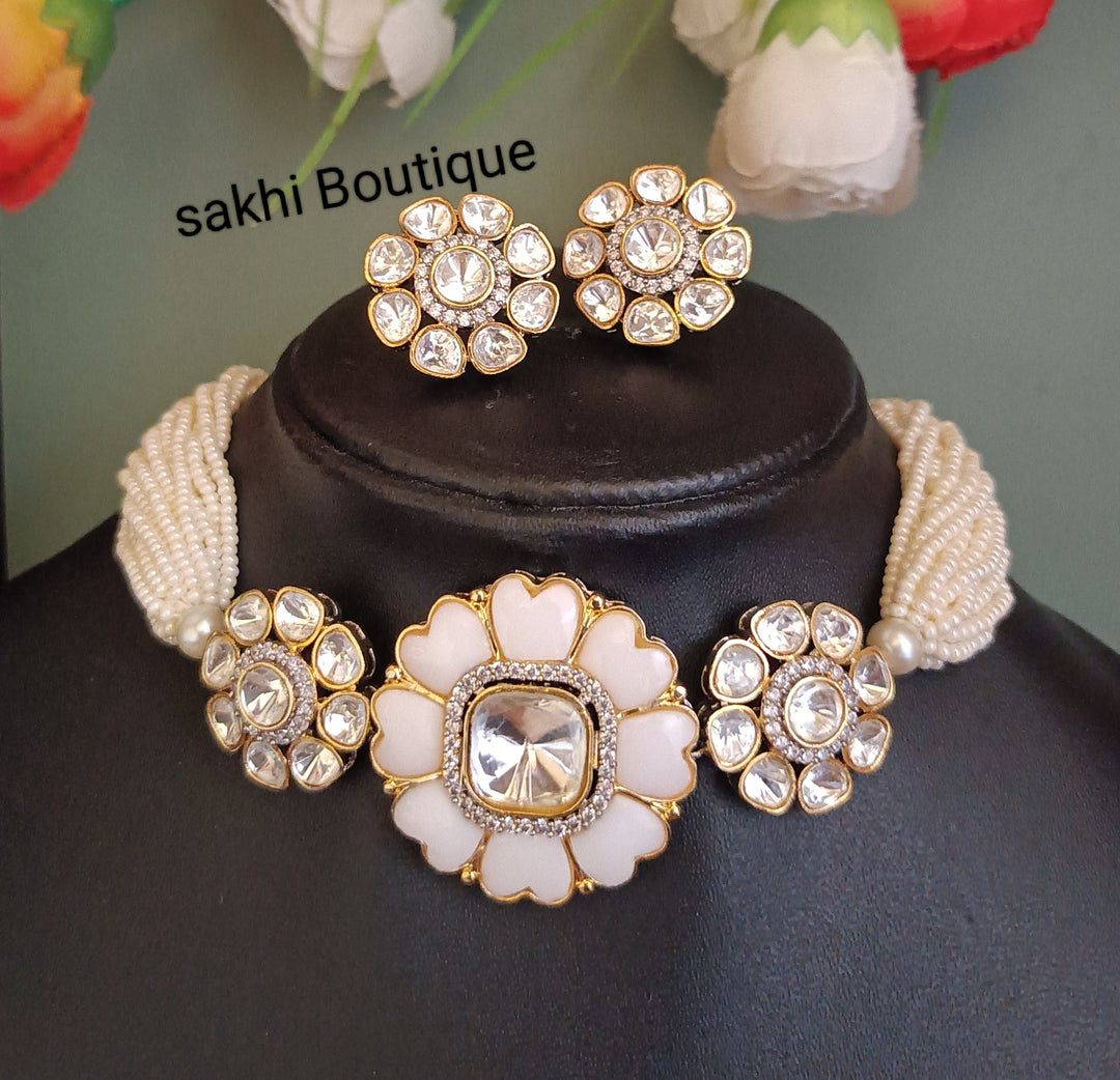 (0118NS008A100) Moissanite Kundan AD Premium Choker