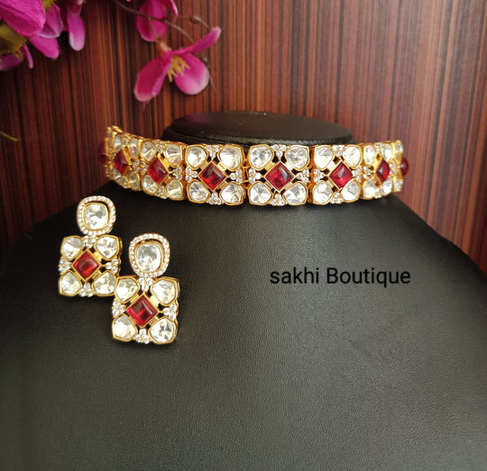 (0118NS014A100) Moissanite Kundan Monalisa Stone Choker