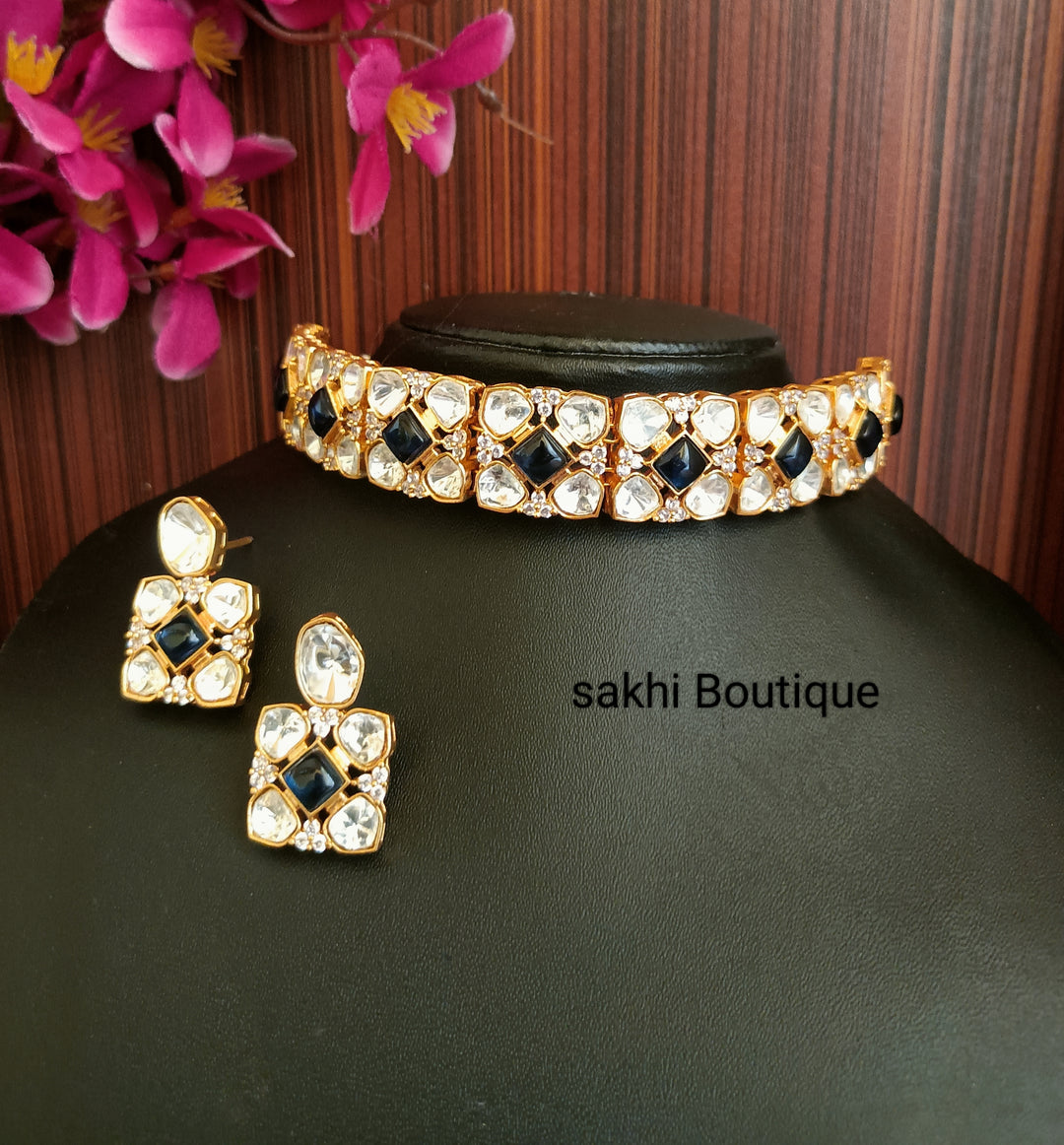 (0118NS014A100) Moissanite Kundan Monalisa Stone Choker