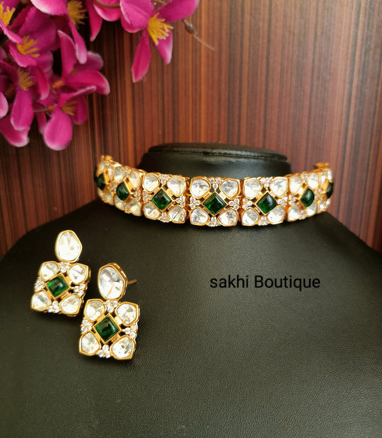 (0118NS014A100) Moissanite Kundan Monalisa Stone Choker