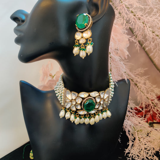 (0118NS037A100)  Moissanite Kundan Premium Choker