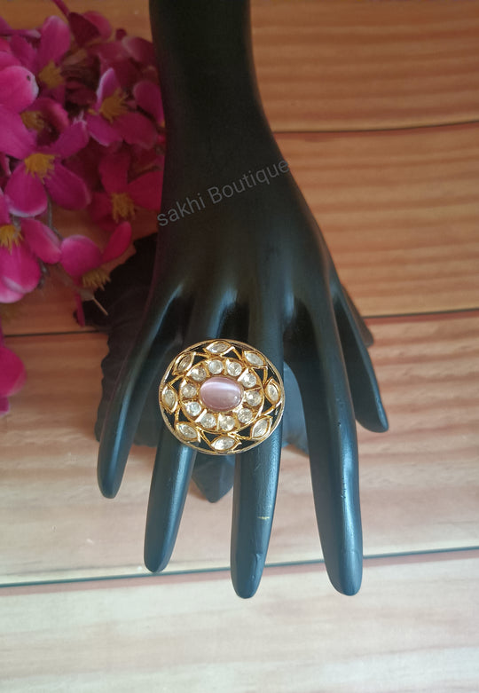 (0218FR002A200) Tyaani Kundan Monalisa Stone Finger Ring