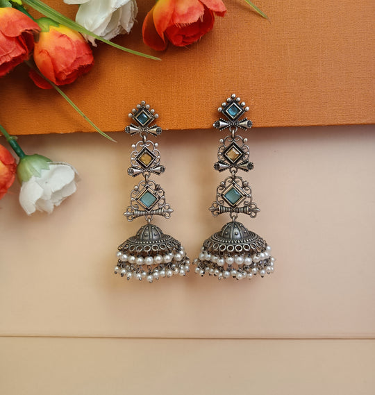 (0240830ER007A20) Silver Long Jumkhi Earring