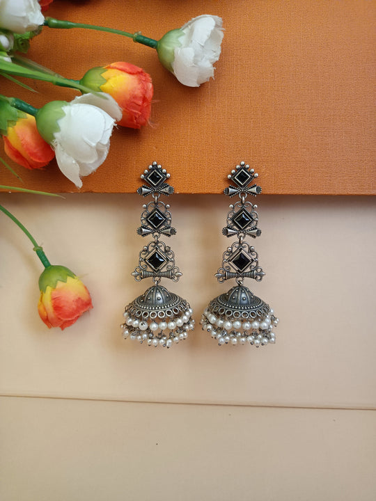 (0240830ER007A20) Silver Long Jumkhi Earring