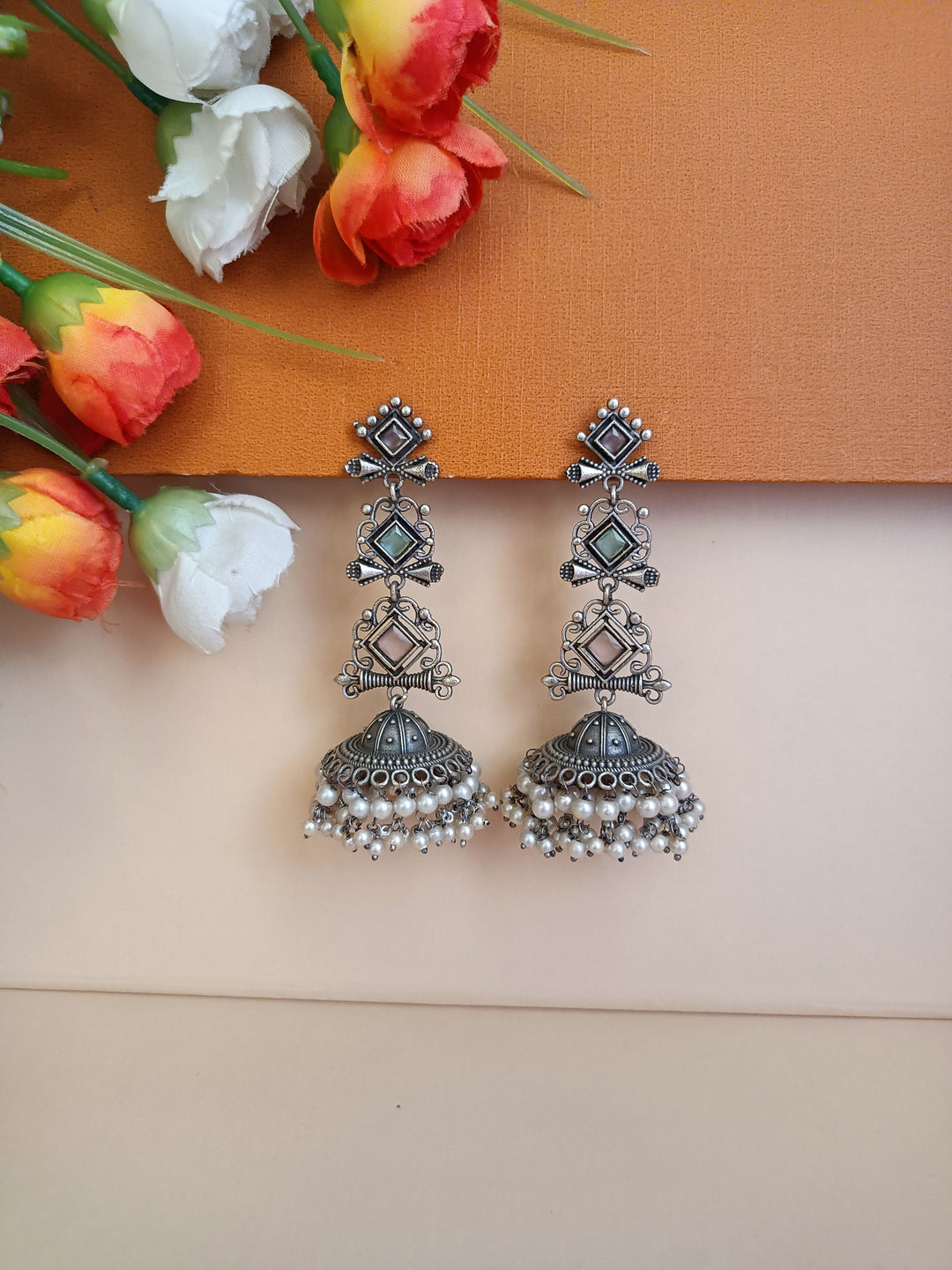 (0240830ER007A20) Silver Long Jumkhi Earring