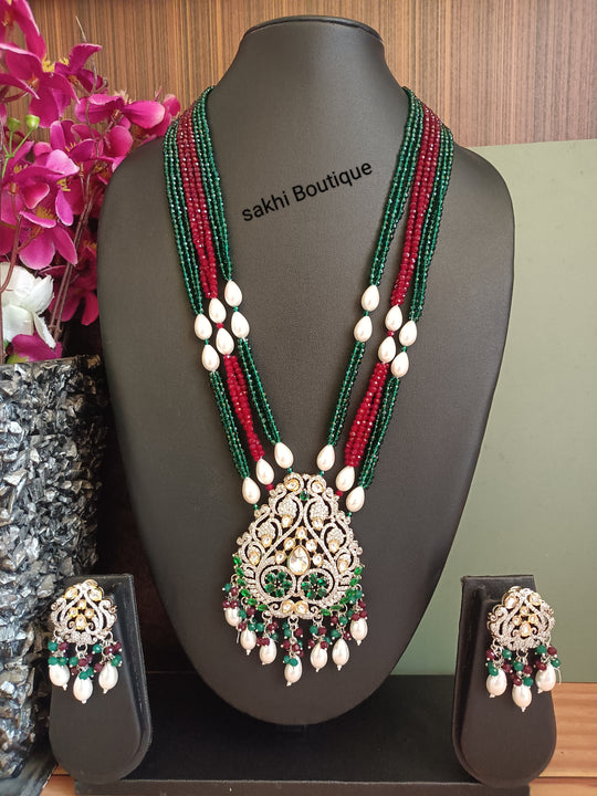 (0318NS014A100) AD Uncut Kundan Statement Mala Necklace